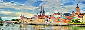 View of Regensburg with the Danube River in Germany