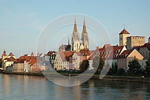 View of Regensburg embankment,Bavaria,Germany