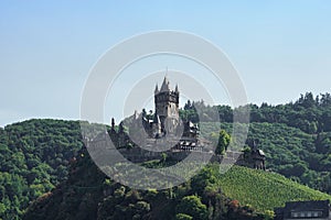 View on the Reichsburg castle in Cochem at Germany