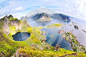 View from Reinebringen at Lofoten Islands photo