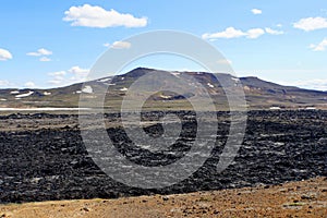 The view of the remnants of the volcanic eruptions near Krafla Lava Field, Myvatn, Iceland