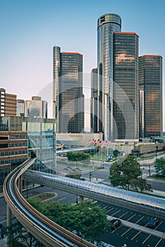 View of Renaissance Center, in downtown Detroit, Michigan