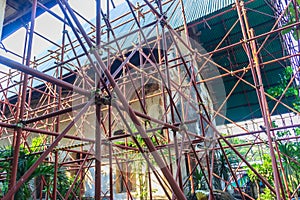 View of renew the old traditional temple buildings. Renovation o