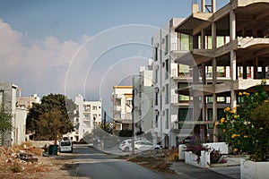 View of the residential area with new buildings included under constuction in center of Kyrenia photo
