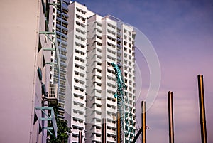 View of residential housing apartment with construction site in Bukit Panjang.