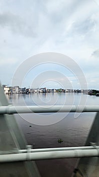 View of residents houses on the river bank