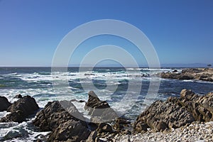 View of the restless sea long 17 mile drive California