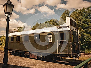 View on a retro train in Szentendre, Hungary