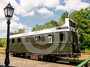 View on a retro train in Szentendre, Hungary