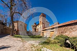 view of the Reynaudi or Crotti Castle in Costigliole Saluzzo, Cuneo