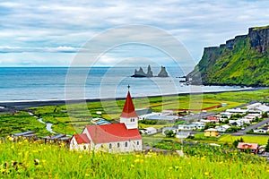 View of Reyniskirkja Church in Vik of Iceland