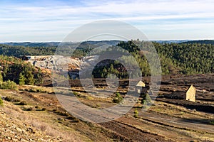 View of rhe Rio Tinto mining area with abandoned mines and buildings