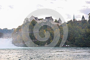 View of Rhein Fall is famous and beautiful in autumn season at Rhein Fall, Switzerland