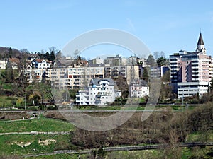 View from the Rhine River to Neuhausen am Rheinfall photo