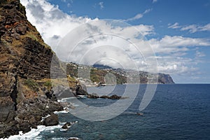 View of Ribeira Brava coastline from Ponta do Sol, Madeira Portugal