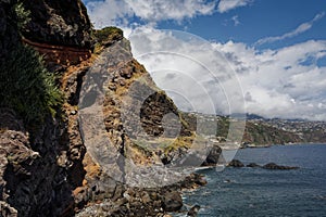 View of Ribeira Brava coastline from Ponta do Sol, Madeira Portugal