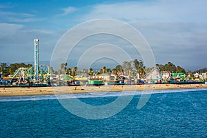 View of the rides on the Santa Cruz Boardwalk