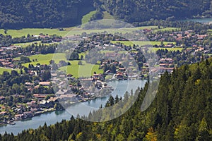 view from riederstein mountain to rottach-egern and lake tegernsee