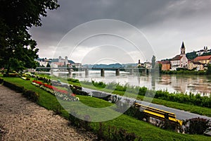 A view on the right bank of Inn River, Passau, Germany