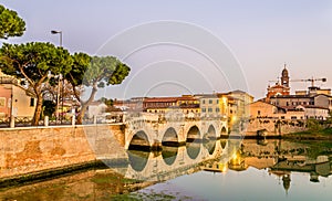 View of Rimini above a lake