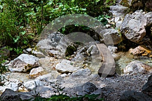 View of Rinka Falls in the Logar Valley, Slovenia