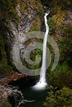 View of the Rio Bonito waterfall from the viewpoint of Cerro Bayo, Patagonia Argentina photo
