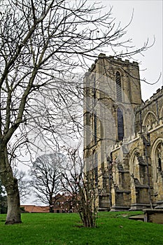 View of Ripon Cathedral, from the graveyard, in Ripon, North Yorkshire, England.