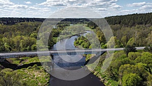 View of a river with a bridge spanning its width