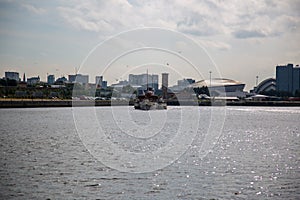 Waverley heading down the River Clyde looking East from Govan, Glasgow, Scotland