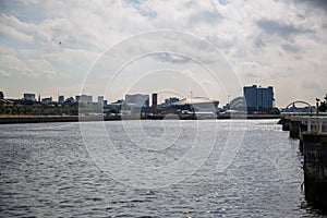 A view of the River Clyde looking East from Govan, Glasgow, Scotland photo