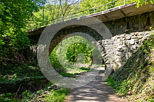 View of river course in the valley of the wild WeiÃŸeritz in the Rabenauer Grund near Freital Dresden,Germany