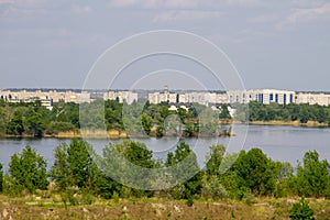 View on river Dnieper and city Komsomolsk photo