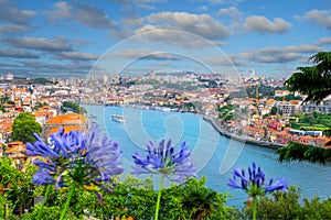 View of the River Douro with it\'s blue water and the riverside in Porto