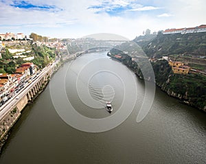 View of the River Douro and waterfronts in the city of Porto. Sunny day photo