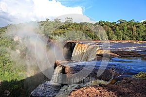 View of the river East Berbice front of the Kaieteur falls, Guyana. The waterfall is one of the most beautiful and majestic waterf