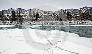 View of river Katun and Altay mountains