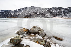 View of river Katun and Altay mountains