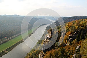 View on the river in the landscape of the city dresden sachsen germany