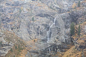 View of river and landscape furi mountain in autumn season from cable car in zermatt, swiss