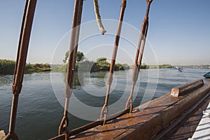 View of river nile in Egypt from luxury cruise boat