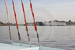 View of river nile in Egypt from sailing cruise boat