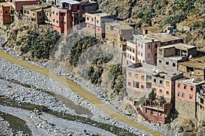 View of the River Ourika in the High Atlas Mountains. morocco africa