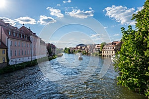 View on the river Regnitz from the old town hall of Bamberg