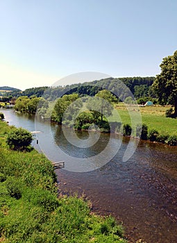 River Sauer Erpeldange in the Ardennes of Luxembourg