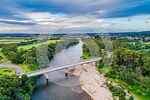 View of river and scenic rural area in Australia.