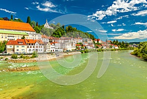 View of the River Steyr in the beautiful Austrian city of Steyr