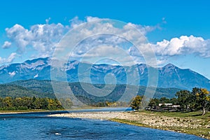 View of the river Zun-Murino and mountains photo