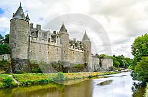 View from the riverside of JosselinÂ´s castle, beautiful village of French Brittany