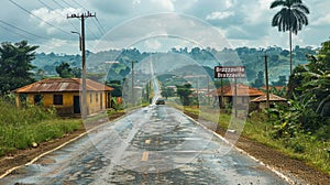 View of the road in the african city of Brazzaville