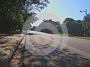 View of a road in morning time in Chandigarh India